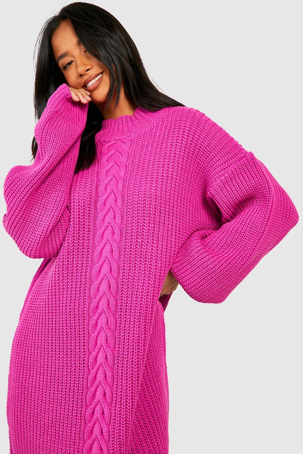 Pink cable best sale knit sweater dress